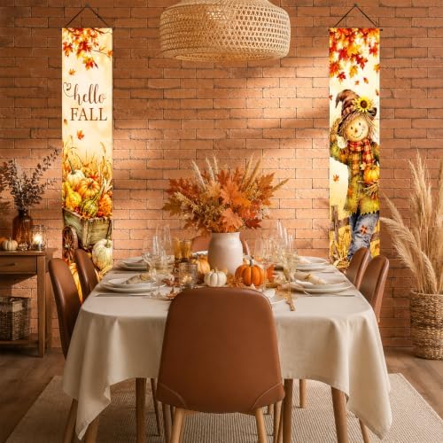 IVN Fall Scarecrow Harvest Wagon Porch Banners 12x71 Inch Set of 2 - Image 6