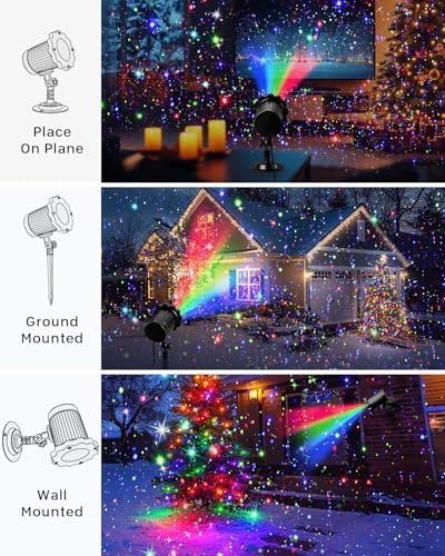 Laser Christmas Projector Lights Outdoor, Waterproof Christmas Decorations Moving Stars Light Show, Remote Control Timer, Holiday Projector Decorations for House, Yard & Garden - Image 4