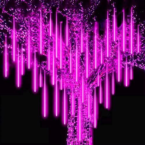 Purple Meteor Shower Lights, 10 Tube 540 LED 20 Inch Icicle Raindrop Lights for Halloween Tree Patio Garden Roof Eaves Outdoor Decor, Waterproof Plug (Can Connect 100 Sets) by Roytong
