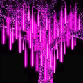 Purple Meteor Shower Lights, 10 Tube 540 LED 20 Inch Icicle Raindrop Lights for Halloween Tree Patio Garden Roof Eaves Outdoor Decor, Waterproof Plug (Can Connect 100 Sets) by Roytong