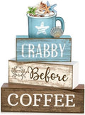Lineshading 4 Pcs Coffee Beach Decor Wooden Blocks, Coastal Tiered Tray by Lineshading