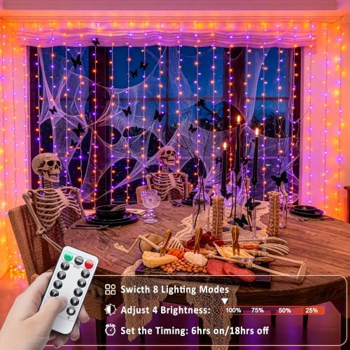 JMEXSUSS 200 LED USB Plug in Orange and Purple Halloween Lights - Image 6