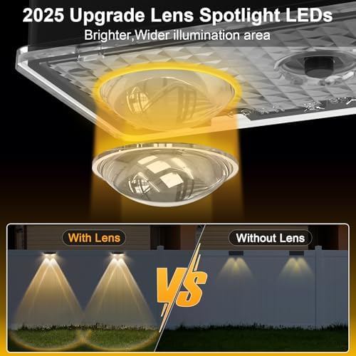 Solar Fence Lights Outdoor 16 Pack, Warm White & Cool White & 6 Colored+RGB Color Changing, High Bright LED Spot Lens Deck Lights Dusk to Dawn for Backyard Stair Railing Patio Wall, IP65 Waterproof - Image 2