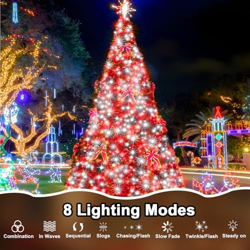 393 FT 1000 LED String Lights Outdoor Indoor, Christams String Lights Waterproof 8 Modes & Timer, Fairy Lights Plug in for Bedroom, Weeding, Patio, Party, Holiday,Christmas Decor (Red+White) - Image 2