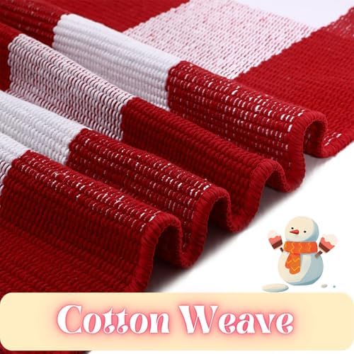 Ckorzen Red and White Plaid Rug, 8' x 10' Christmas Front Porch Outdoor Rug, Handwoven Cotton Washable Rug for Layered Door Mats, Holiday Entryway and Home Décor - Image 4