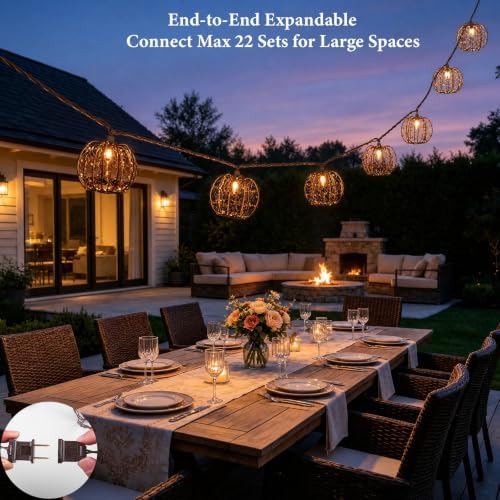 Decorative String Lights, 8.5ft with 10 Pumpkin Gold Beaded Copper Wire Lanterns, UL Certified Connectable Fairy Lights for Indoor Outdoor Patio Porch Garden Wedding Decor (1) - Image 3