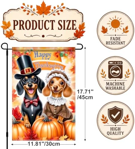 BlissYard Fall Dachshund Lady Gent Garden Flag 12x18 Inch Outdoor Decor - Image 3