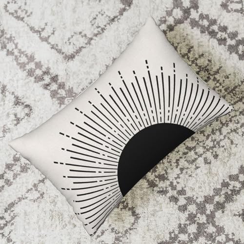 Summer Pillow Covers 12x20 Inch Set of 2 Black Sunshine Decorations Outdoor Throw Pillows Boho Summer Sunset Sun Pillowcase Linen Decor Farmhouse Lumbar Cushion Case for Couch Home Sofa - Image 5