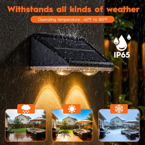 2 Pack Solar Lights Outdoor, LED Solar Fence Lights, IP65 Deck Lights - Image 6