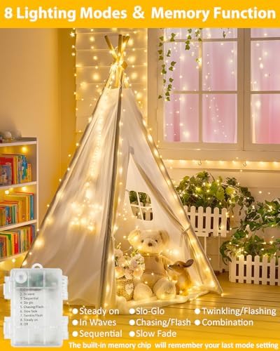6 Pack 100 LED Fairy Lights Battery Operated with Remote, 33 FT Warm White - Image 6