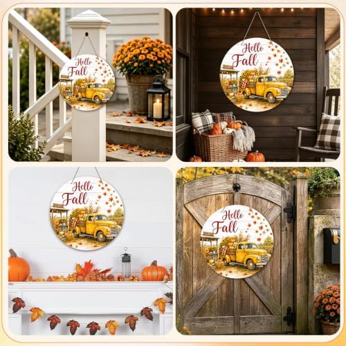 PETCEE Hello Fall Door Sign Fall Decorations for Home Wall Fall Door Decor - Image 6