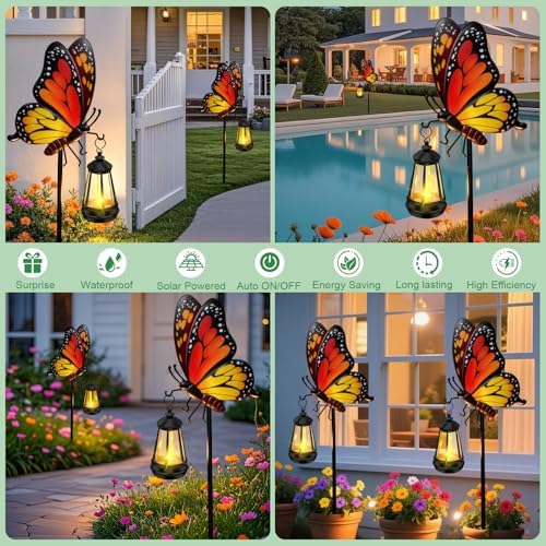 EDOF Solar Lights Outdoor 32.28in Garden Butterfly Stakes with Solar Lights - Image 4