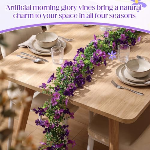 4 Pcs 6 ft Artificial Flowers Wisteria Garland, Purple - Image 3