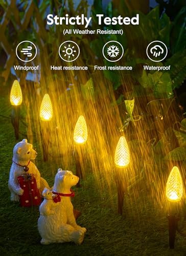 Brightown Strawberry C9 Christmas Pathway Lights Outdoor - 25.7 Feet 20 LED C9 Walkway Light, Connectable C9 Walkway Light, Waterproof Christmas Lights Outdoor Decoration for Lawn Outside, Warm White - Image 2