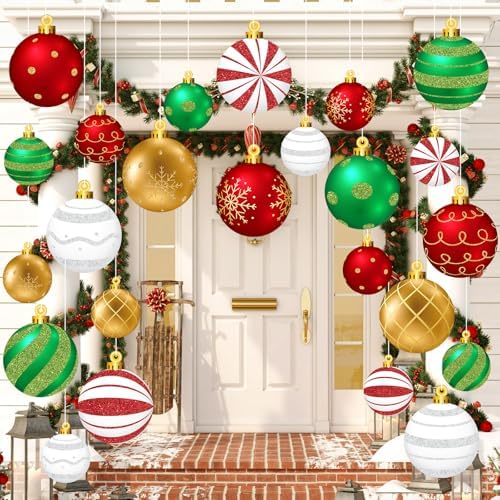 Huwena 24 Pcs Christmas Hanging Ornaments, Porch Decor, Delicate Style by Huwena