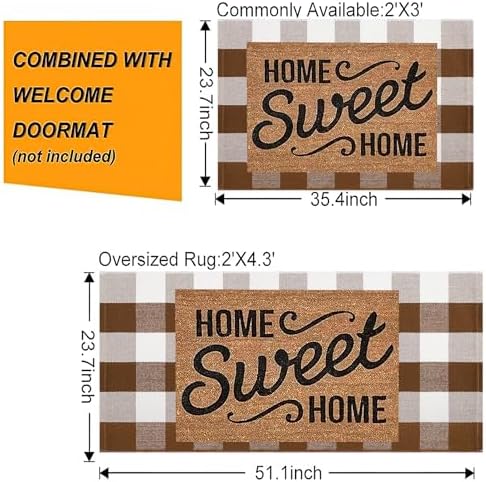Fall Front Door Mat Outdoor 24"x35"Coffee and White Layered Doormat - Image 3
