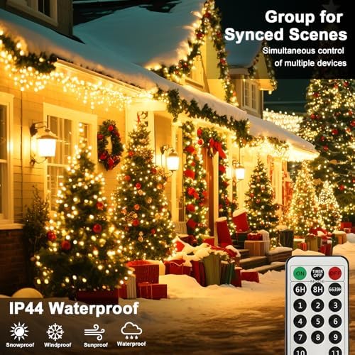 328 FT 1000 LED String Lights Outdoor Indoor, Christams String Lights Waterproof 8 Modes & Timer, Fairy Lights Plug in for Bedroom, Weeding, Patio, Party, Holiday,Christmas Decor - Image 3