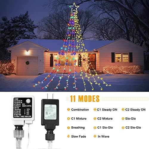 Christmas String Lights 317 LED Star Waterfall Twinkle Fairy Lights Color Changing for Christmas Decorations Party Wedding Indoor Outdoor Decorative Lights - Image 5