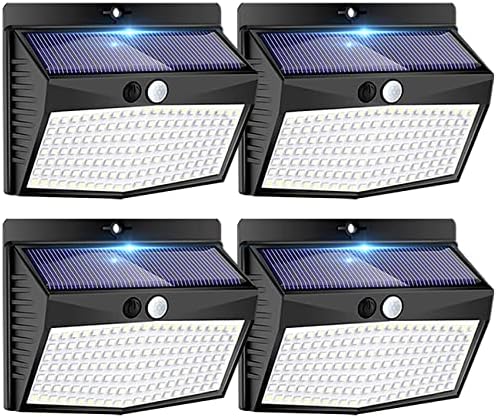 Solar Outdoor Lights, [138 LED/4 Packs] Solar Motion Sensor Security Lights with 3 Lighting Modes Solar Wall Lights Waterproof Solar Powered Lights for Garden Fence Yard Deck Garage by Peasur