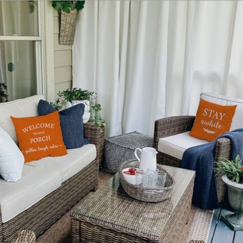 PANDICORN Outdoor Throw Pillow Covers 16x16 Inch Set of 2, Orange - Image 6