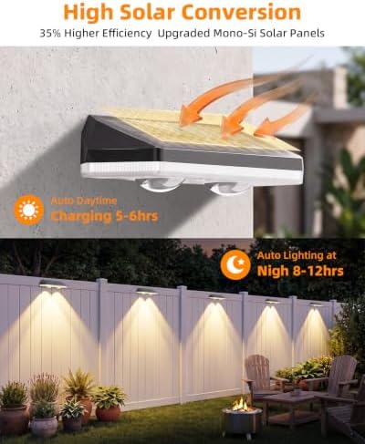 16 Pack Solar Fence Lights Outdoor ,Warm White + RGB 13 Color Mode Fence Lights Solar Powered with Ultra-Bright Lens IP65 Waterproof,Solar Wall Light for Backyard/Step/Patio/Deck/Stair/Railings/Fence - Image 4
