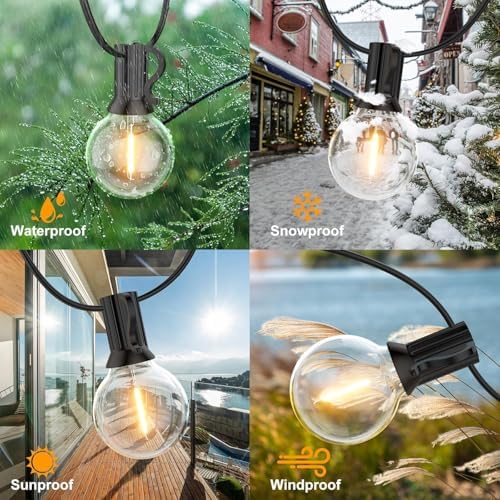 GPATIO Outdoor String Lights, 25FT G40 Bulbs Shatterproof Patio Lights, Waterproof Dimmable Hanging Outdoor Lights, Connectable LED Outside Lights for Backyard Yard Gazebo Porch Party - Image 2