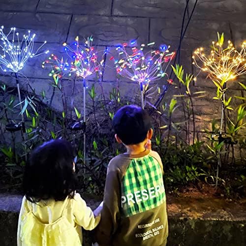 JJGoo Solar Firework Lights, 2 Pack 150 LEDs 2 Lighting Modes Solar Lights Outdoor Waterproof for Garden Patio Walkway Pathway Party Wedding Christmas Decorative - Mixed Color - Image 6