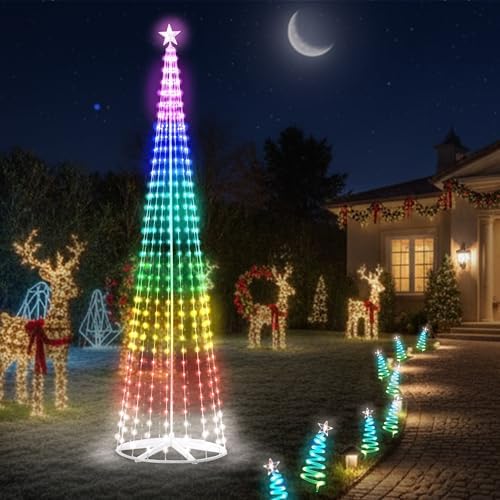 Ryhpez Christmas Pathway Lights Outdoor, 8 Pack Smart Spiral Christmas Tree Lights with APP & Remote Control, Waterproof Walkway Landscape RGB Color Changing Lights for Yard Garden Xmas Decor 2FT - Image 5