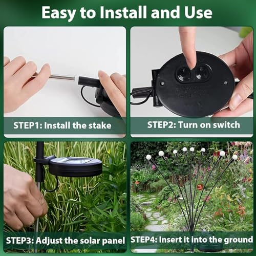6 Pack Solar Garden Lights Outdoor Waterproof Firefly Lights Warm White - Image 3