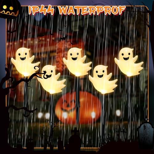 10 Pack Solar Halloween Ghost Pathway Lights, 3D Solar Lights - Image 5