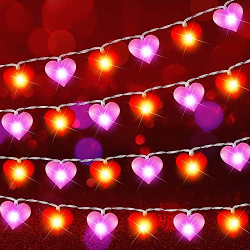 Zhanmai 2 Pcs Valentine Heart String Light Decor 10 ft 20 LEDs Heart Fairy Lights Battery Operated Room Valentines Decor for Indoor Outdoor Home Bedroom Wedding Anniversary Party by Zhanmai
