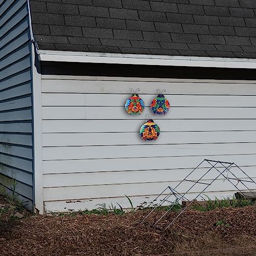 Scwhousi Metal Ladybugs Outdoor Wall Decor,Mexican Pottery Outdoor Decor,Talavera Garden Decoration Hanging for Fence,Yard, Patio,Living Room,Bedroom,Muticolored - Image 4