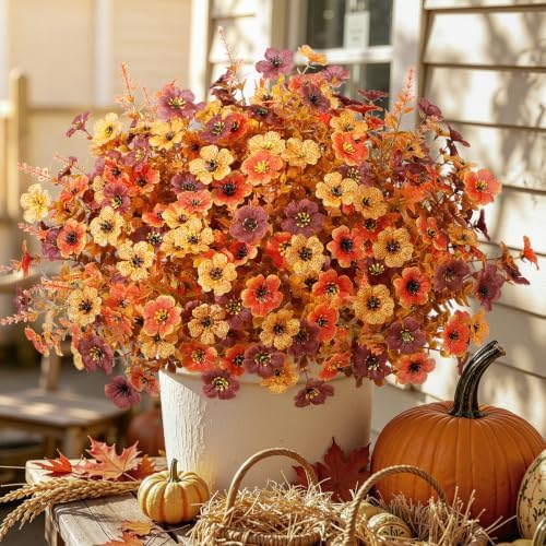 SHareconn 96Pcs Artificial Fall Flowers UV Resistant Fake Mums for Outdoors - Image 4