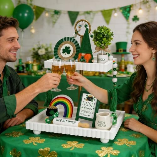 St Patrick's Day Decoration for Home Office 8 PCS Tiered Tray Decor Set - Image 6