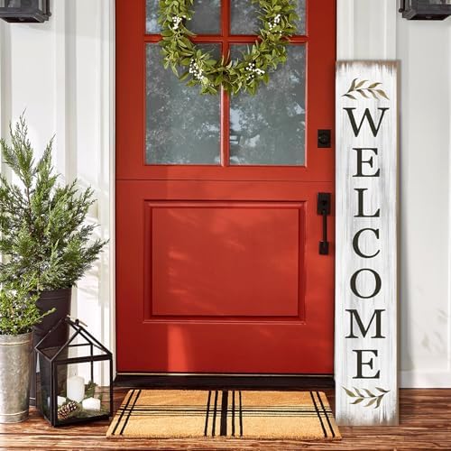 Fall Welcome Sign for Porch 47" Retro White Wooden Door Sign for Outdoor Autumn Rustic Cabin Large Porch Signs For Patio Farmhouse Vertical Signs for Seasons Standing Yard Signs for Garden - Image 6
