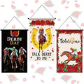 Tegeme 3 Pcs Derby Day Door Banner Derby Day Hanging Flag Decor Roses Horse Racing Festival Door Hanger Sign for Holiday Party Outdoor Indoor Home by Tegeme