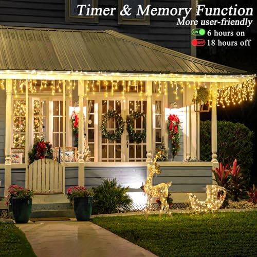 Christmas Lights Outdoor, 66ft 640 LED Icicle Lights for Outside Warm White - Image 4