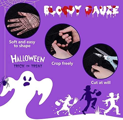 196 x 39 Inch Halloween Spooky Cloth, Large Black Scary Creepy Gauze - Image 3
