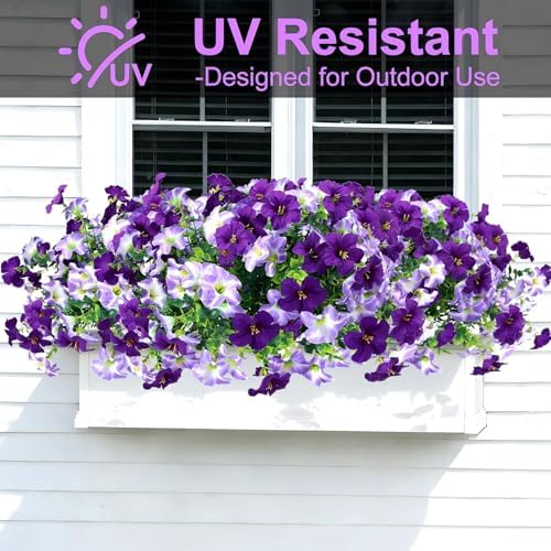 Artificial Petunia Flowers for Outdoor, 8 Bundles UV Resistant Faux Flowers - Image 5