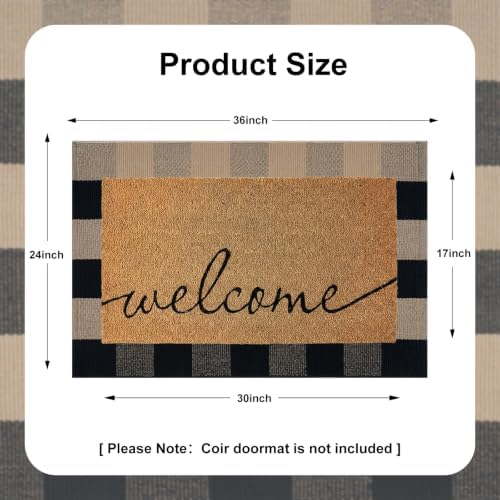Fall Front Door Mat 24"x35" Buffalo Plaid Checkered Outdoor Rug - Image 2