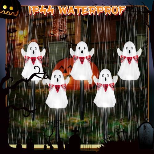 10 Pack Solar Halloween Ghost Pathway Lights, 3D Solar Lights - Image 5