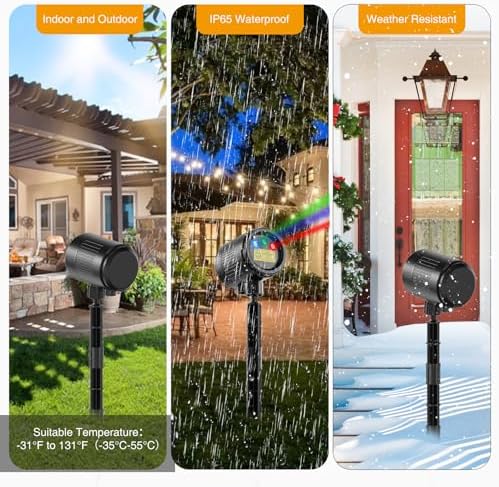 Christmas Projector Lights Outdoor, 3 Colors RGB Christmas Light Outdoor with Remote Control, IP65 Waterproof Cold Resistant Christmas Decorations Holiday Projector for Xmas Garden Party Gift - Image 5