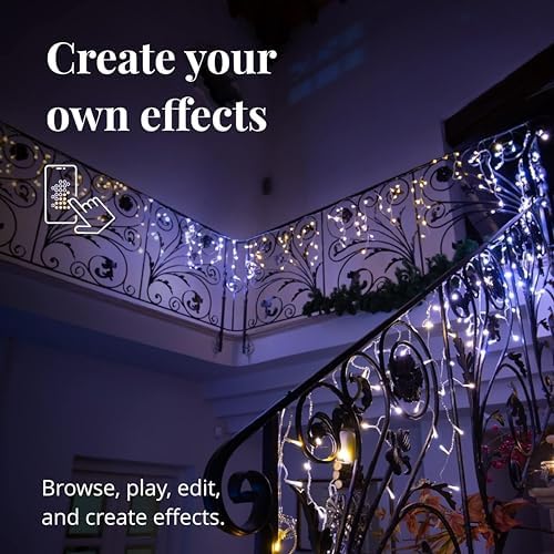 Twinkly Icicle 190 LED White, Outdoor and Indoor LED Cascade Lights, Smart Warm and Cool White LED Lights, Compatible with Alexa, Google Home, IP44, App Mapping, Transparent Wire, 18ft - Image 3