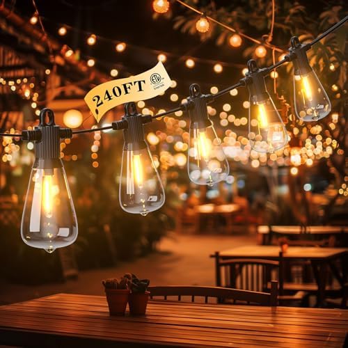 ST38 LED Outdoor String Lights, 240FT Waterproof IP65 Hanging Patio Lights by FOOMAN