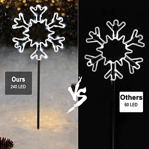 Brightown Snowflakes Christmas Pathway Lights Outdoor, 10 Large Snowflakes Christmas Decorations Outdoor Yard, Pathway Marker Stake Lights for Patio Ground Path Sidewalk Walkway Driveway - Image 3