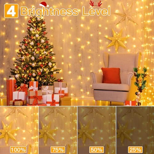 Ollny 2 Pack Curtain Lights, 400LED 6.6x6.6ft Fairy Lights with Remote - Image 6