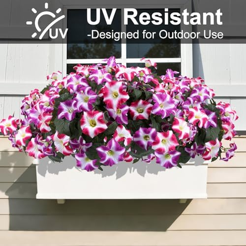 Artificial Petunias Flowers, 8 Bundles UV Resistant Faux Plants Outdoor - Image 2