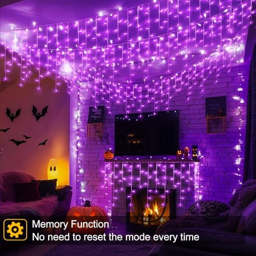 66ft Purple Christmas Lights Outdoor, 640 LED Icicle Lights for Outside Indoor Twinkle Lights with Connectable Clear Wire 8 Modes Timer Waterproof for House Party Tree Holiday Yard Decorations - Image 4