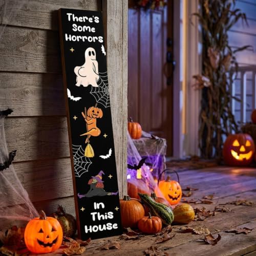 Halloween Porch Decor - Funny Porch Sign for Front Door Sign, Welcome Autumn There Some Horros for Home Wall Indoor Supply Each 47.24 ×7.87 Inches by GPGHEFlags