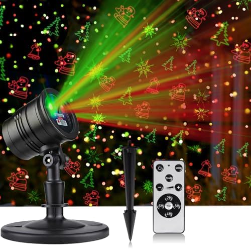 Laser Christmas Projector Lights Outdoor: Waterproof Outdoor Christmas Decorations Laser Light, Projection Christmas Lights for Outside with 5 Patterns, Xmas Spotlight for Yard Garden Holiday Party by TOFU